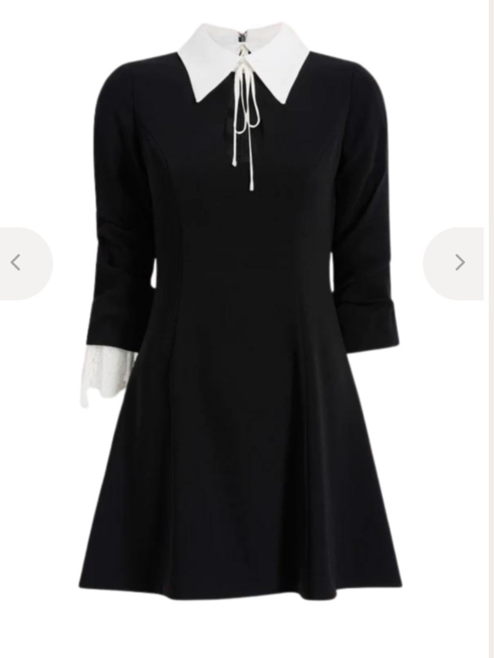 cinq a sept Black Dress with White Collar and Lace Cuffs - Picture 2 of 7